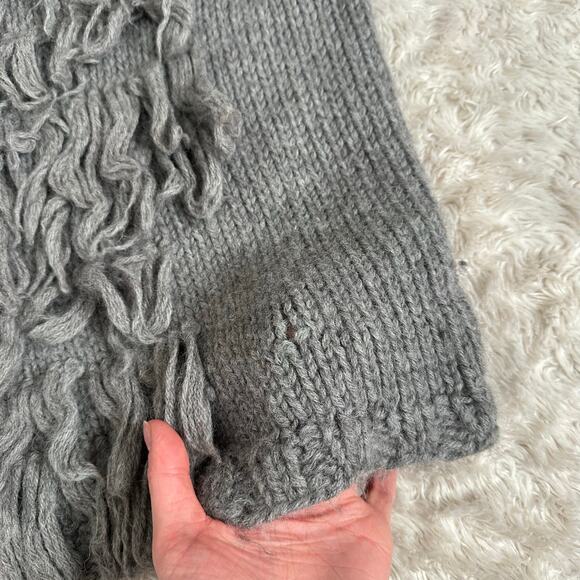 KKIBO Baby Alpaca Gray Fringe Knit Boatneck Sweater S/M - Picture 7 of 8